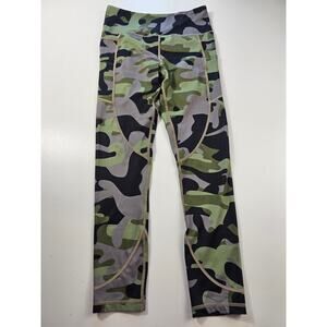 Zyia 6-8 side pocket green camo camoflauge leggings active running gym ankle